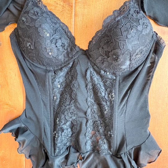 The Escanté Collection Vintage Black Lace Garter Bustier Lingerie Top Size M - Picture 5 of 12